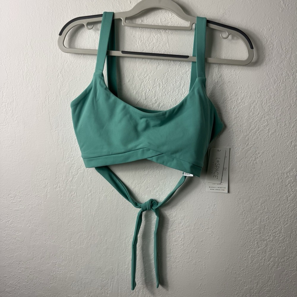 L Space Beau Sports Bra Active Tie Back Mint Green Athletic Top Size Large