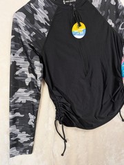 Free Country Women’s Small 4/6 Black Camo Stretch 1/2 Zip Sun Block Shirt UPF 50