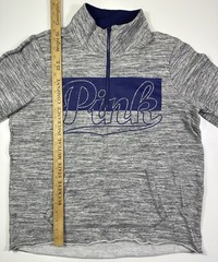 PINK Victoria’s Secret Quarter Zip Pullover Womens L Gray Blue Logo