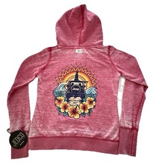 Jeep Hoodie NWT Women’s Small JEDCO Distressed Pink/Tropical Beach 💐Retail $59