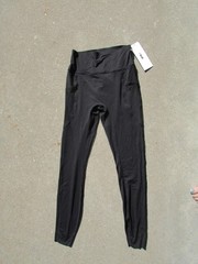 BRXL Black Support Leggings Stretch Size M Side Pockets Nylon Blend
