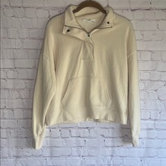 Hippie Rose Cream 1/4 Zip Pullover Sweatshirt Woman’s Size Medium
