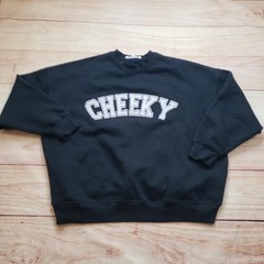 L*SPACE Sweatshirt Womens S/M Black Pullover Fleece Crew Neck CHEEKY Relaxed