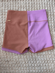 L*Space Colorblock Ribbed Biker Shorts Alo Pink Mauve High Rise Activewear Athle