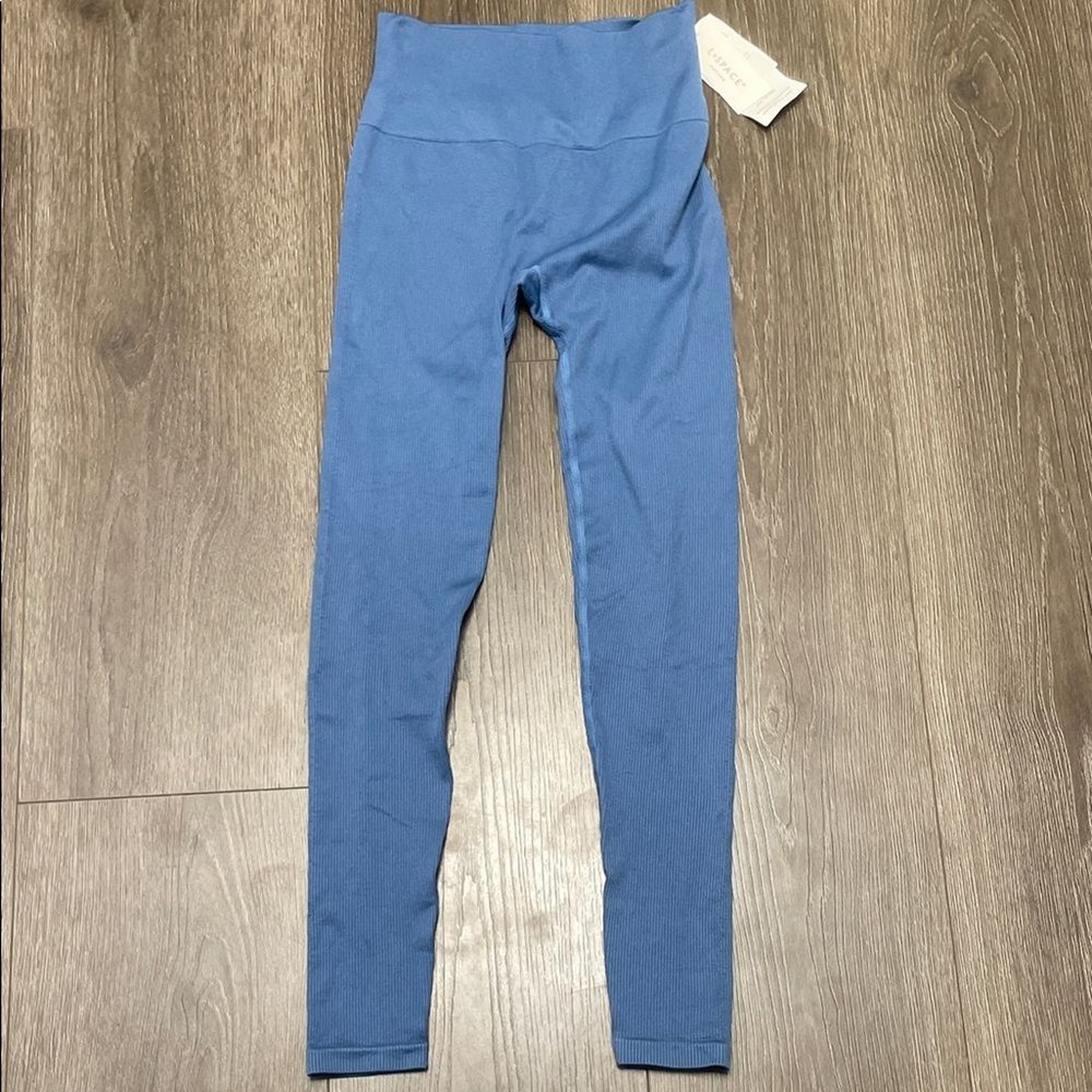 NWT L*Space Work It Ribbed Blue Legging Women’s XS/S Activewear Pilates Yoga