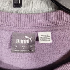 Puma Sweatshirt Women Large Purple Crewneck Fleece Boxy Logo