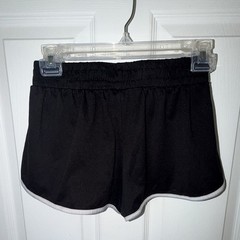 Women’s Black Athletic Running Shorts White Trim Drawstring 2.5” Inseam S