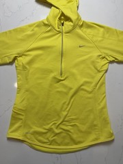 Nike Pro Dri-FIT Half Zip Pullover Hoodie Neon Yellow Women’s Large Running