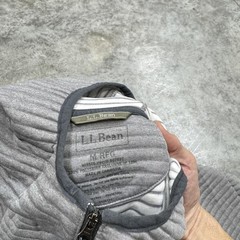 L.L.Bean Hoodie Womens Medium Gray Quilted Full Zip Jacket Hooded Katahdin Logo