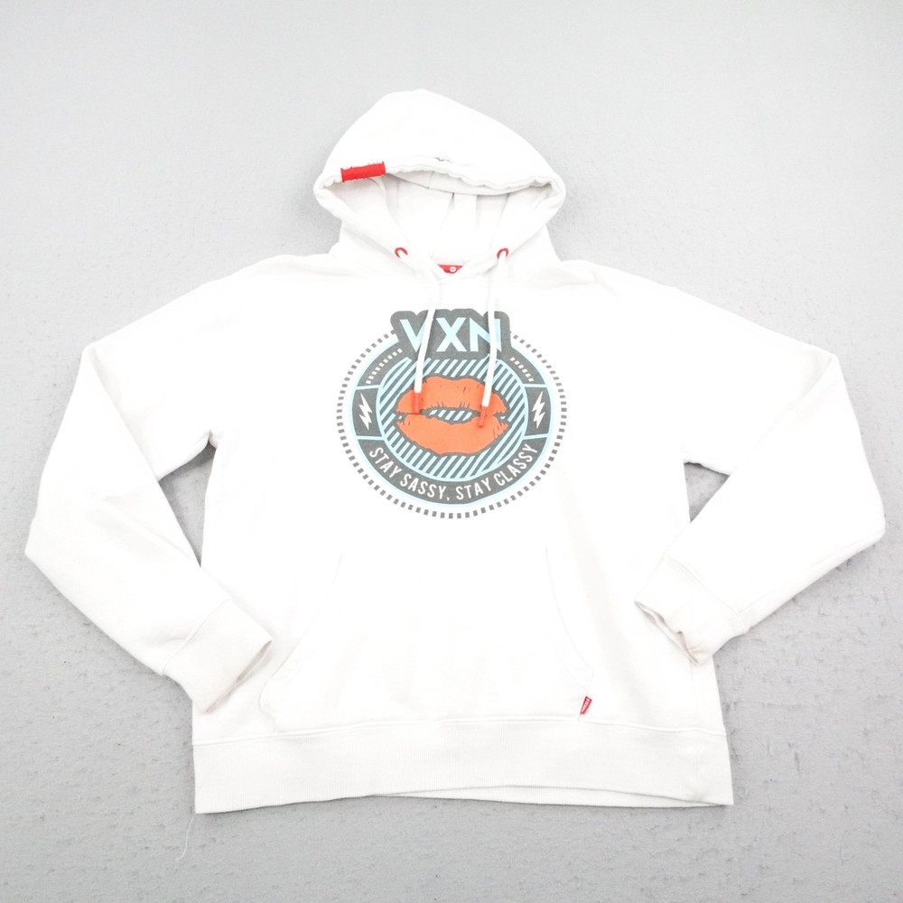 Dixxon Vixxon Hoodie Womens Medium White Pullover Sweatshirt Ground Up Customs