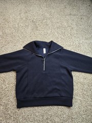 Spanx Airessentials Sweatshirt Womens Small Blue Long Sleeve 1/2 Zip Stretch