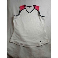 Nike Fit Dry Womens Tank Top White Pink Navy Blue V-Neck Athletic Size M 8-10