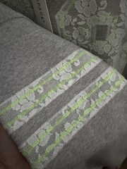 $147 NWT L*Space Anthropologie Lace 98 Graphic Legend Sweatshirt Gray Limeade L