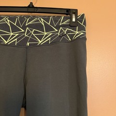 Nike Dri-FIT Leggings Women’s M Black Neon Geometric Waistband Capri Yoga EUC