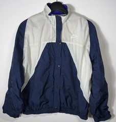Vintage Nike Windbreaker Jacket Blue White Snap Zip Women’s M