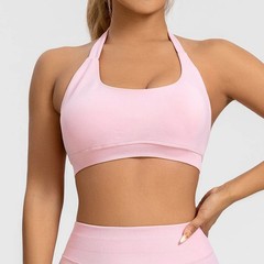 Women’s SPORTS Bra Seamless Halter Push-Up Open Back High Support Gym Top