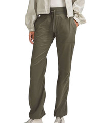 LULULEMON Dance Studio Full Length Pants ARMY GREEN W5ENOR Mid-Rise Pull-On SZ 4
