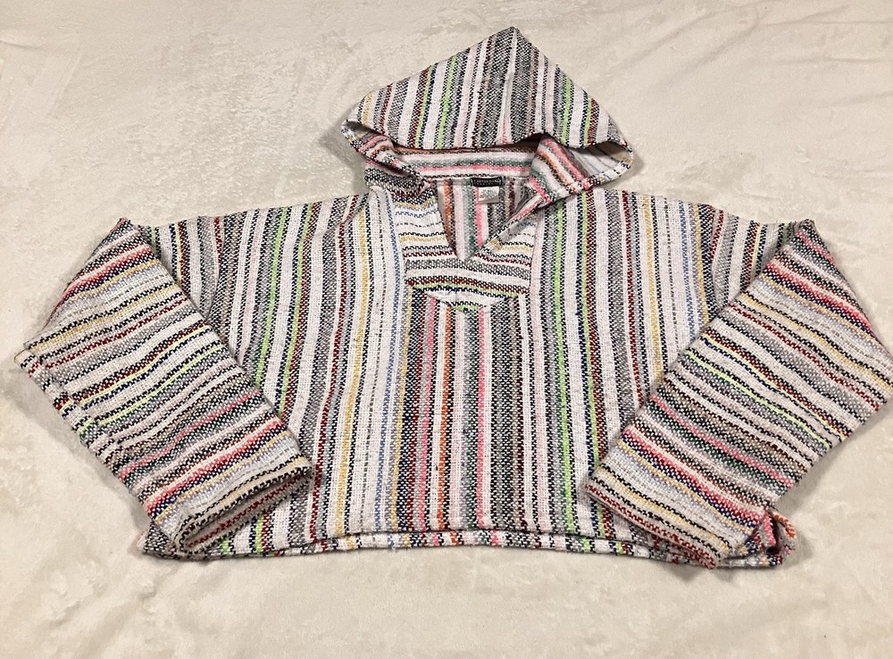 Earthbound Trading Co. Cropped Baja Sweatshirt Womens Hoodie Sz Medium Boho Chic