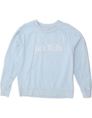 JACK WILLS Womens Oversized Graphic Sweatshirt Jumper UK 6 XS Blue Cotton BJ28