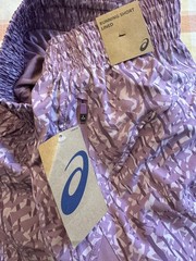 ASICS Running Shorts L Purple Print Lined Drawstring Pockets Lightweight Running