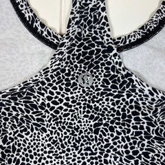 Lululemon Racerback Tank Top Black White Animal Print Athletic Yoga Gym Shirt