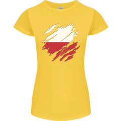 Torn Poland Flag Polish Day Football Womens Petite Cut T-Shirt