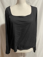 Women’s Black Avia Square Neck Ribbed Long Sleeve Top size XL (16-18)
