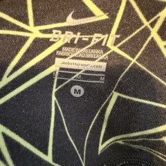 Nike Dri-FIT Leggings Women’s M Black Neon Geometric Waistband Capri Yoga EUC