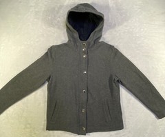 LRL Lauren Ralph Lauren Petite Jacket Womens PM Gray Hoodie Snap Zip Up