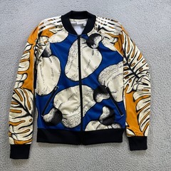 Adidas Womens Tropical Cashew Print Track Jacket Blue Orange XS