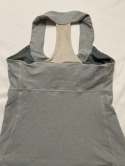 Gray Solid Scoop Neck Stretch Athletic Fit Racerback Tank Top One Size Bra