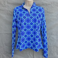 Sol Chill All For Color Size S Pullover Shirt Quarter Zip Mesh Blue Green Golf
