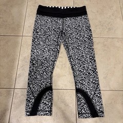 Lululemon Leggings Womens Size 6 Run Inspire II Crop Luxtreme Black White Zebra