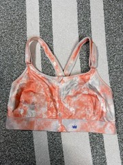 Shefit Sports Bra 5 Luxe Orange Tie Dye Zip Front Adjustable Straps