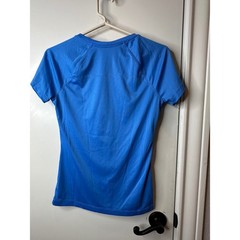 Danskin Now Womens Blue V-Neck Short Sleeve Athletic Training Shirt DL13T-006N S