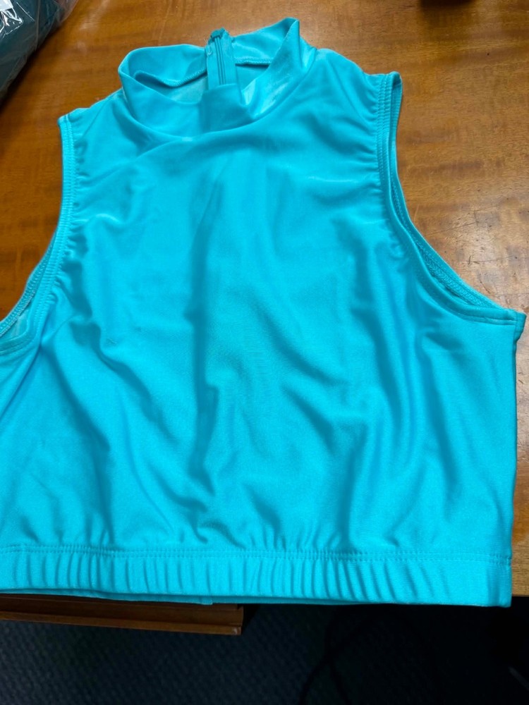 BWC224 Crop Top Performance Dancewear Aqua Adult XL New