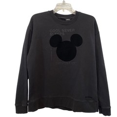 Rare Disney Women Large Mickey Mouse Cool Never Sleeps Black Crewneck Sweatshirt
