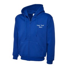 Personalised Custom Embroidered Full Zip Up Hoodie text logo unisex workwear