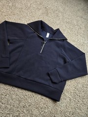 Spanx Airessentials Sweatshirt Womens Small Blue Long Sleeve 1/2 Zip Stretch