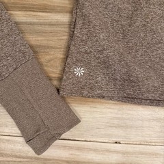 Athleta Momentum Mock Neck Long Sleeve Top Brown Heather Thumbholes Small