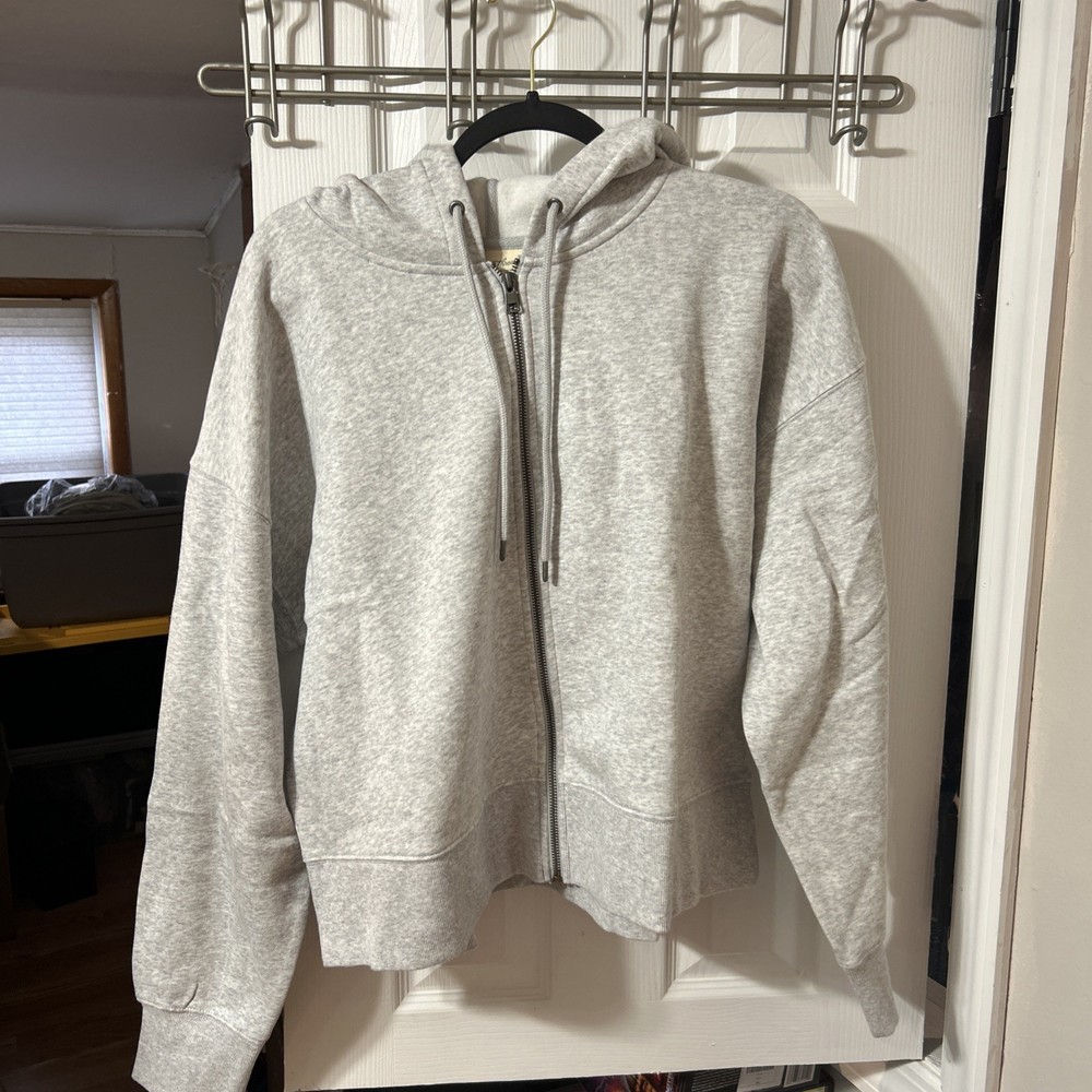 Universal Thread Heather Gray Cropped Zip-Up Hoodie Sweatshirt Jacket XXL NWT