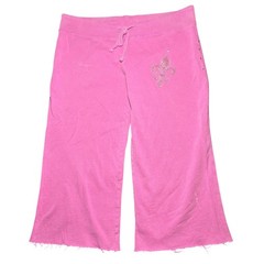 Vintage Y2K Low Rise Capris Sweatpants Jeweled Fleur De Lis Rhinestone Mcbling