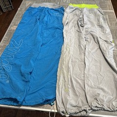 Lot Of 2 Zumba Fitness Exercise Cargo pants Women’s Medium 100% Nylon Blue &Gray
