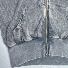 American Age Y2K Rhinestone Embroidered Fleur De Lis Hoodie Gray Speckled Zip Up