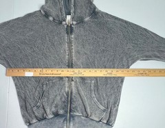 American Age Y2K Rhinestone Embroidered Fleur De Lis Hoodie Gray Speckled Zip Up