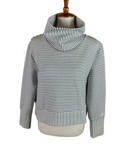 Addison Bay White Green Striped Cowl Neck Pullover Sweatshirt Top Medium