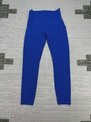 Lululemon Wunder Train Mid Rise 25 Inseam Tights Womens 8 Blue Logo Workout
