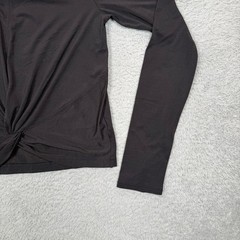 Athleta Black Twist Front Long Sleeve Activewear Top Crew Neck Small RN 54023