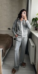 Bogner Velour Tracksuit Grey Women’s Size L Velvet Set