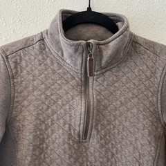 L.L. Bean Womens Quilted Quarter Zip Pullover Top Size Small Grayish Brown